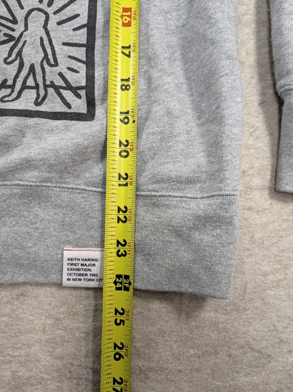Keith Haring Gray Jersey Knit Alien Cartoon Uniqlo 1982 Fun Graphic M - Picture 7 of 12